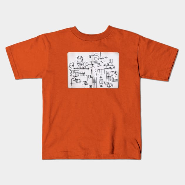 Tel Aviv Israel Sketchbook Architecture Kids T-Shirt by badlydrawnbabe